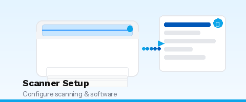 Scanner setup and document scanning illustration